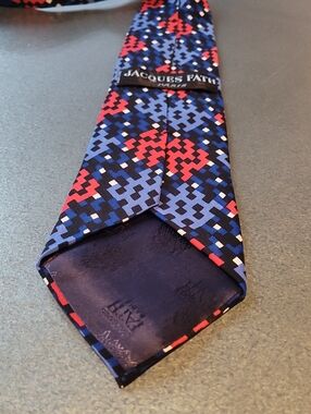 Jacques Fath Paris Men's Blue & Red Geometric Silk Tie